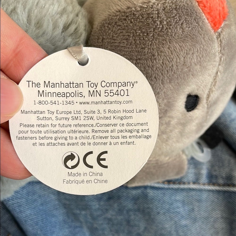 THE MANHATTAN TOY COMPANY NWT Gray and Tan Plush Toy Reindeer - Picture 8 of 12
